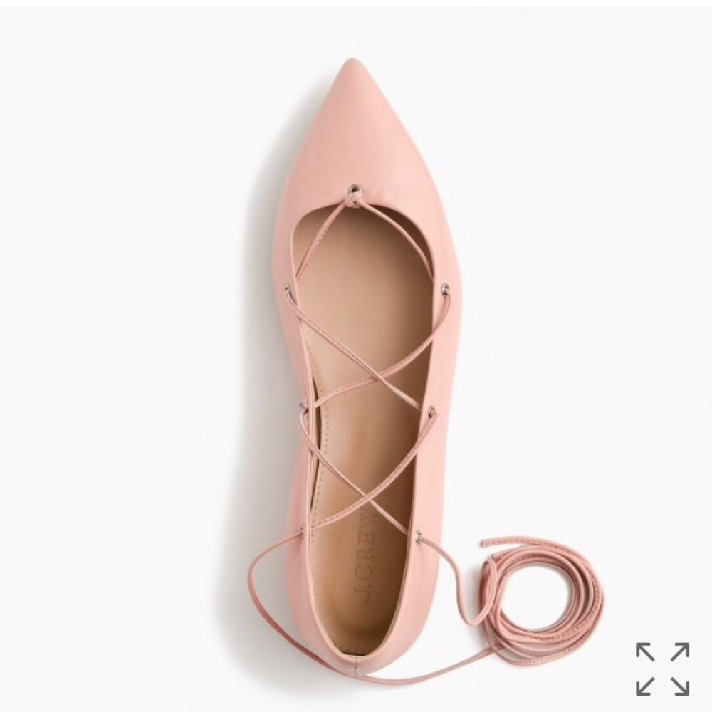 J Crew leather lace up ballet flat